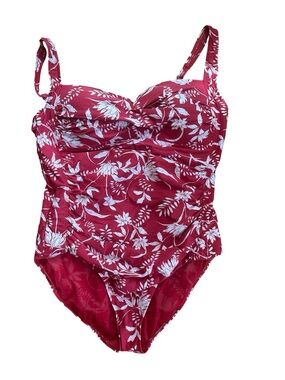 Sea level Australia Tummy control One-Piece Swimsuit Red white floral size 14